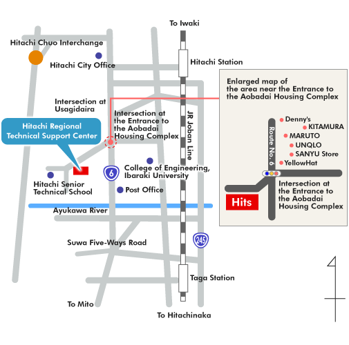 Access map to Hitachi Regional Technical Support Center